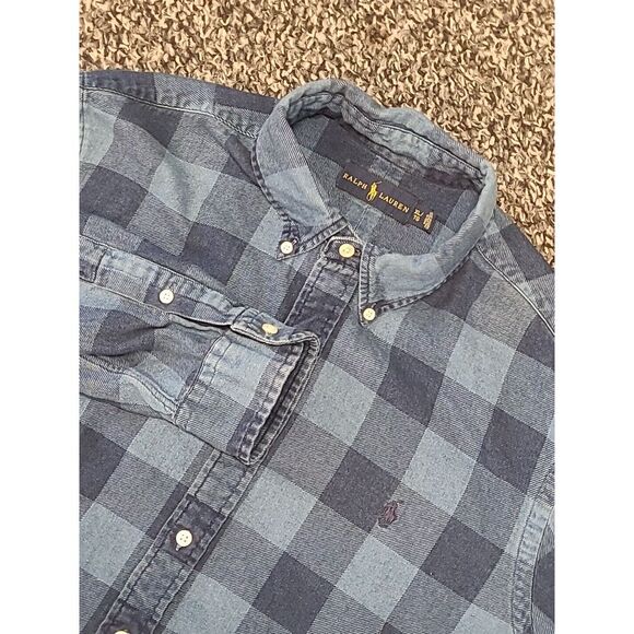 Ralph Lauren Shirt Mens‎ Size XL Checkered Blue Check Plaid Long Sleeve Button - Picture 1 of 8